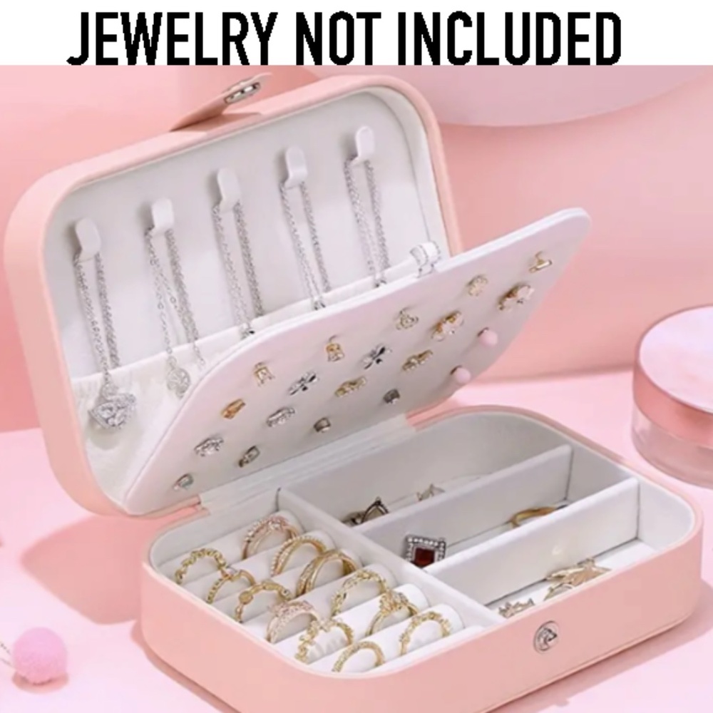 Pink Jewelry Box Double Layer PU Leather Small Organizer BRAND NEW 6" X 4" X 2"